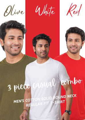 Men's 3 Piece Pack Single Jersey Round Neck T-shirt