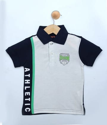 Boys White Cut&Sew Polo T-Shirt