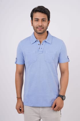 Men's Lavender Solid Polo T-Shirt