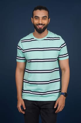 Men's Mint Striped Crew Neck T-Shirt