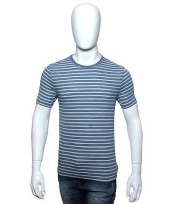 Men's Light Blue Striped Crew Neck T-Shirt