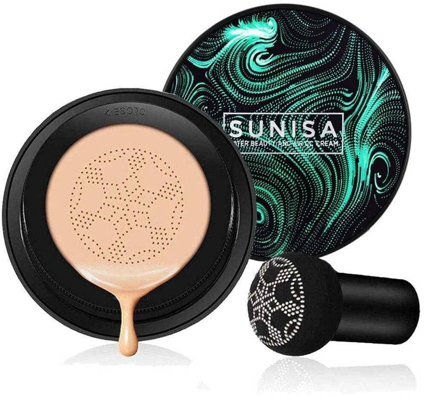 SUNISA Air Cushion CC Cream - Long-Lasting, Flawless Coverage with a Natural Finish - Includes Mushroom Head Makeup Sponge