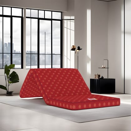 Usha Shriram Essentio 3 Fold Reversible Travel Bed at FACTORY RATE 4 inch Double PU Foam Mattress  (L x W: 72 inch x 48 inch)