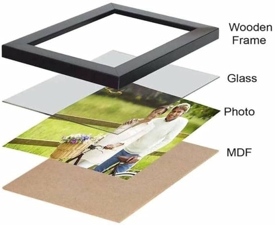  Black Wooden Photo Frame with Glass and MDF Backing - Display your cherished memories in style