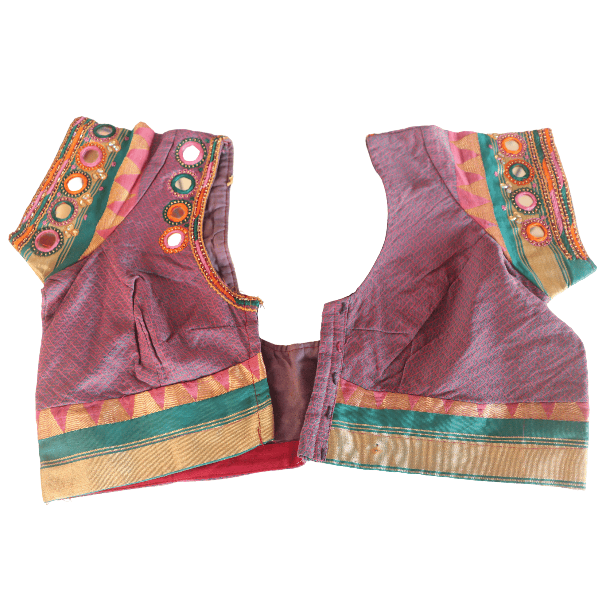 Purple Cotton Silk Readymade Saree Blouse With Embroidery Work