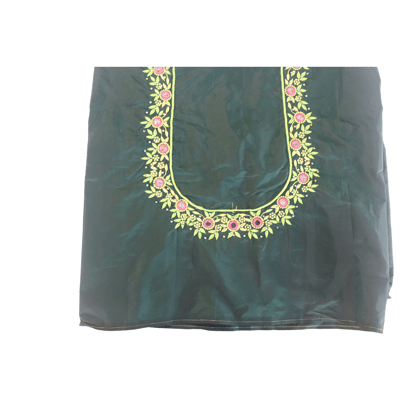  Green blouse with floral embroidery and mirror work