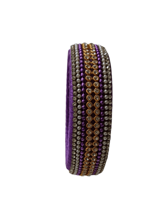 Purple Silk Thread Bangle with Stone Work