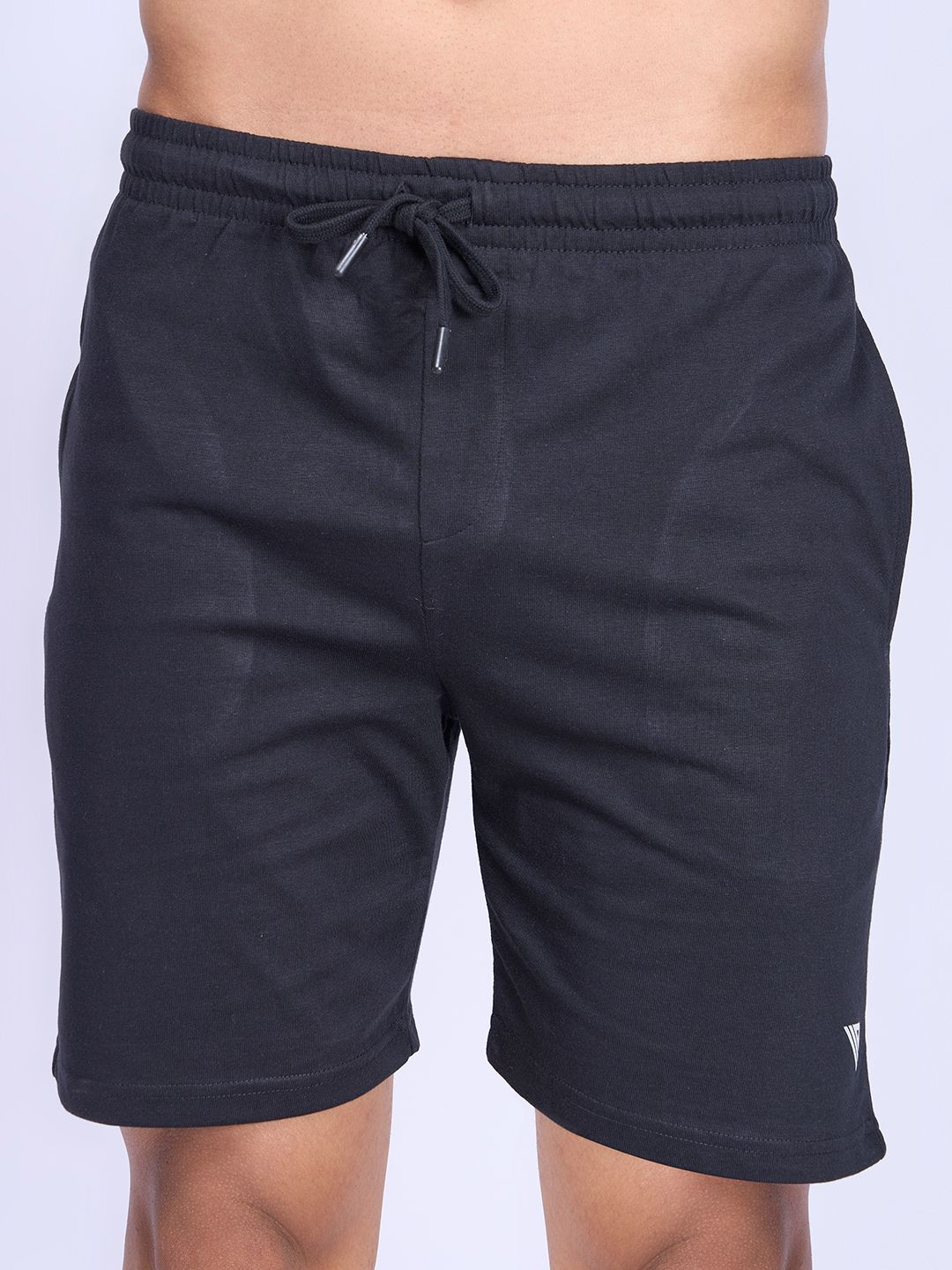 Men's Super Combed Cotton Smart Fit One Side Zipper Shorts Black-ES1