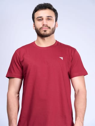 Mens 100% Cotton Maroon Half Sleeves Expert Tee - ET6