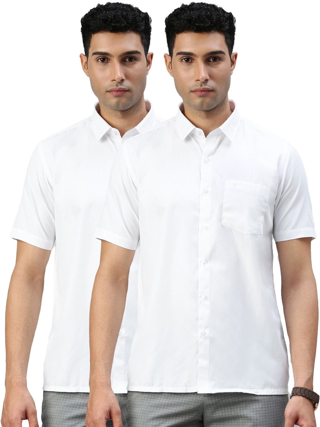 Mens Cotton White Shirt Half Sleeves Wewin New (2 Pcs Pack)