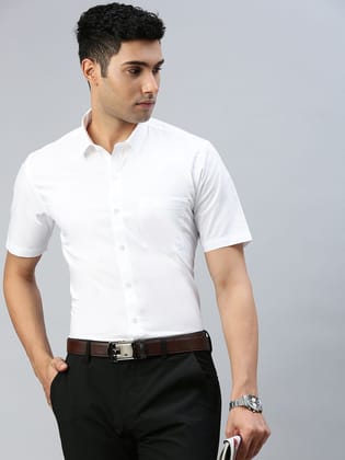 Mens 100% Cotton White Half Sleeves Shirt Award