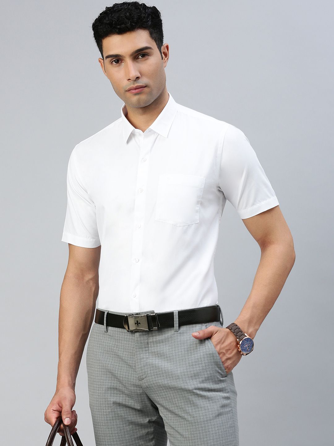 Mens Half Sleeves Cotton White Shirt Wewin New