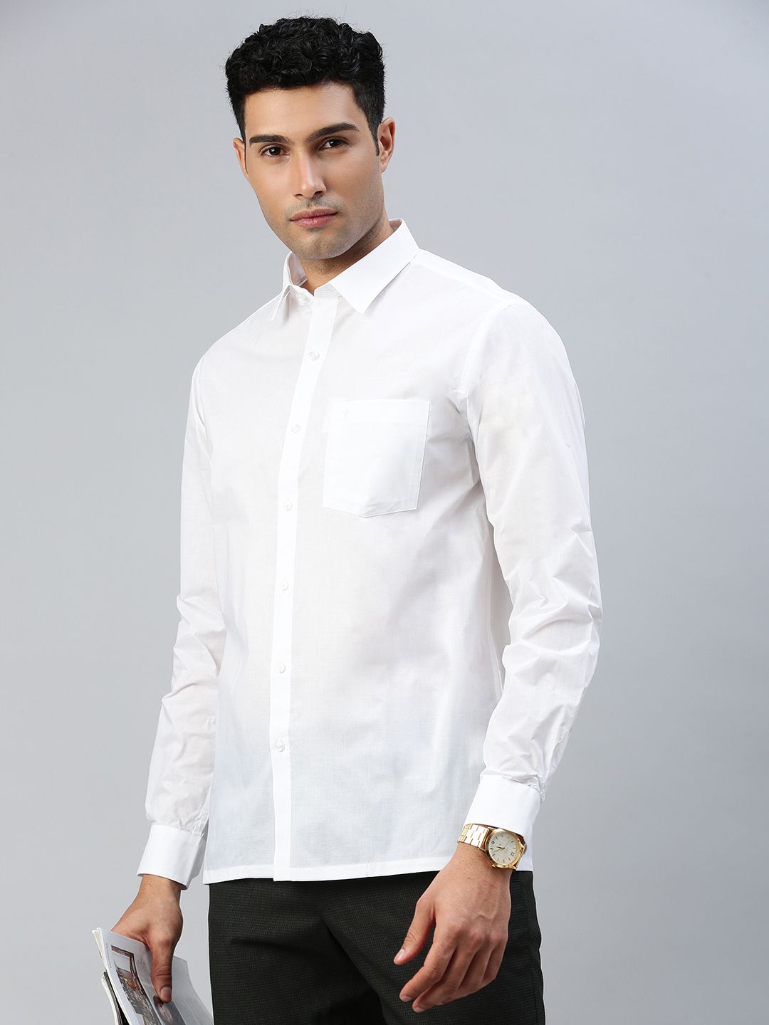 Mens Poly Cotton White Shirt Full Sleeves Coolex