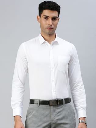 Mens Cotton Mixed Half Sleeves White Shirt Samrat