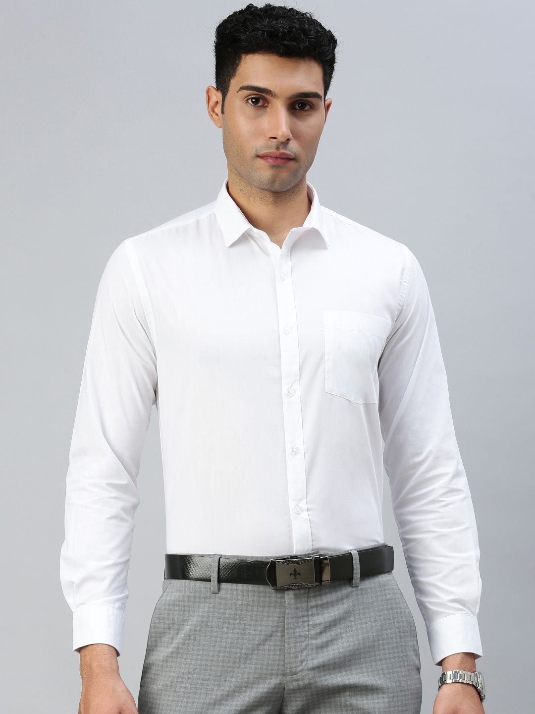 Mens Cotton Mixed Half Sleeves White Shirt Samrat