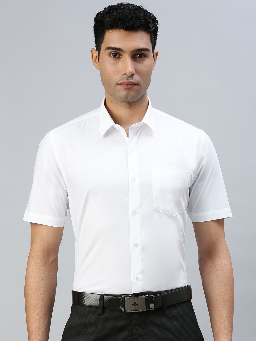 Mens Pure Cotton Half Sleeve White Shirt