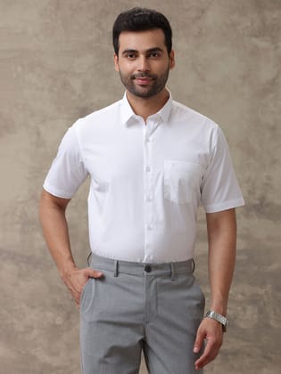 Mens Cotton White Shirt Half Sleeves Luxury Cotton