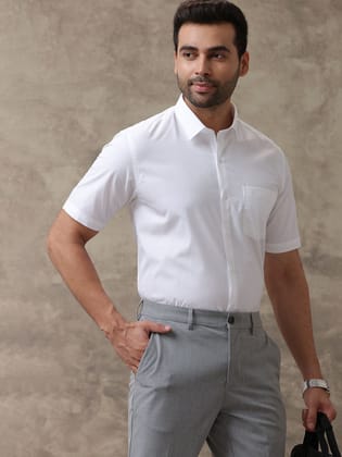 Mens Spill Resistant Guard 100% Cotton White Shirt Half Sleeves Elite Cotton