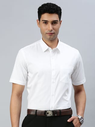 Mens 100% Cotton White Shirt Half Sleeves Cool Cotton