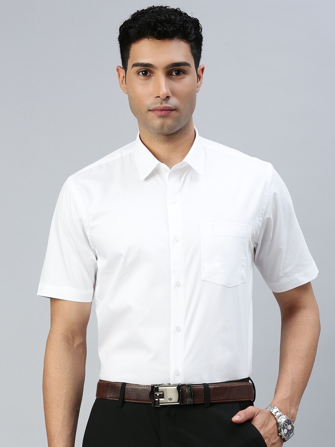 Mens 100% Cotton White Shirt Half Sleeves Classic Cotton