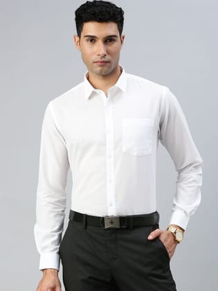 Mens Cotton Rich White Full Sleeves Shirt Minister