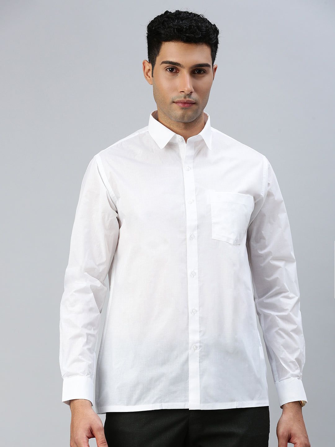 Mens 100% Cotton White Full Sleeves Shirt Justice White