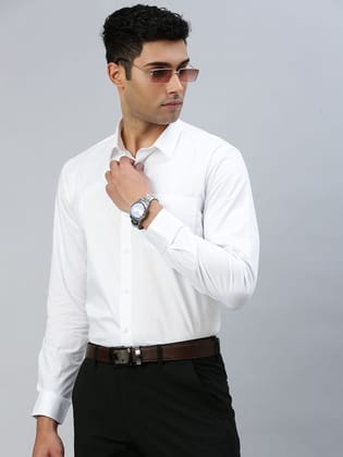 Mens 100% Cotton White Full Sleeves Shirt Classic Cotton