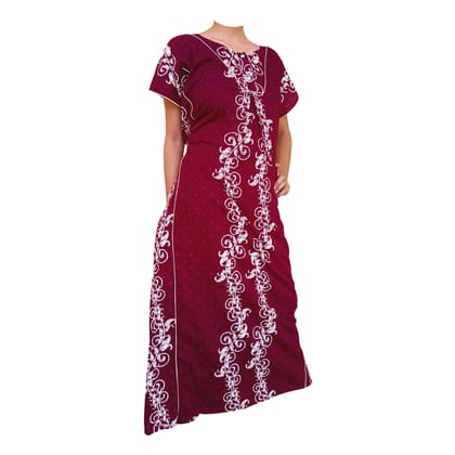 Subh Cotton Maxi Maroon red xl Size Nighty for women