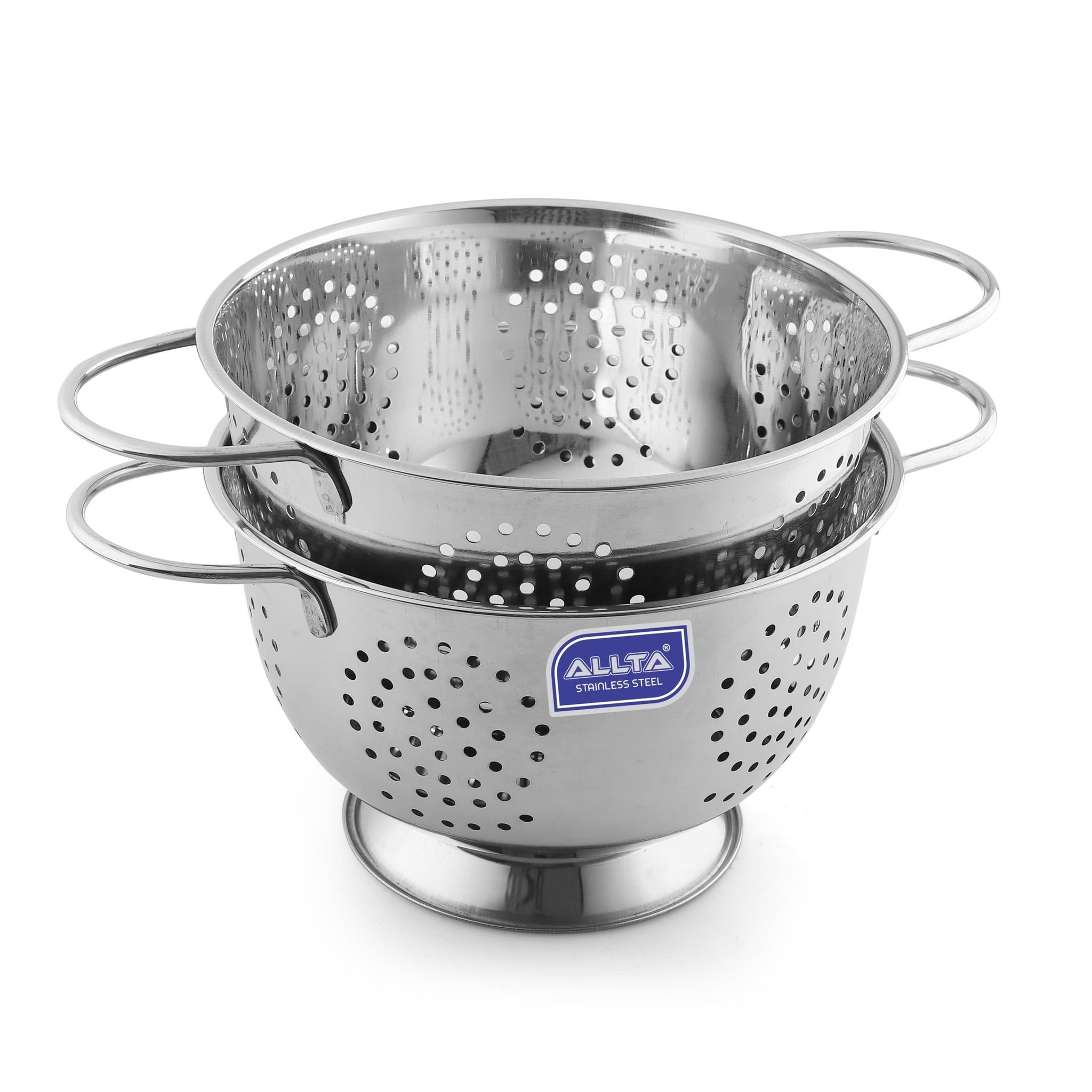 ALLTA Stainless Steel Multipurpose Colander, Strainer, Sieves 22CM with Handle and Pudding Set of 2Pcs