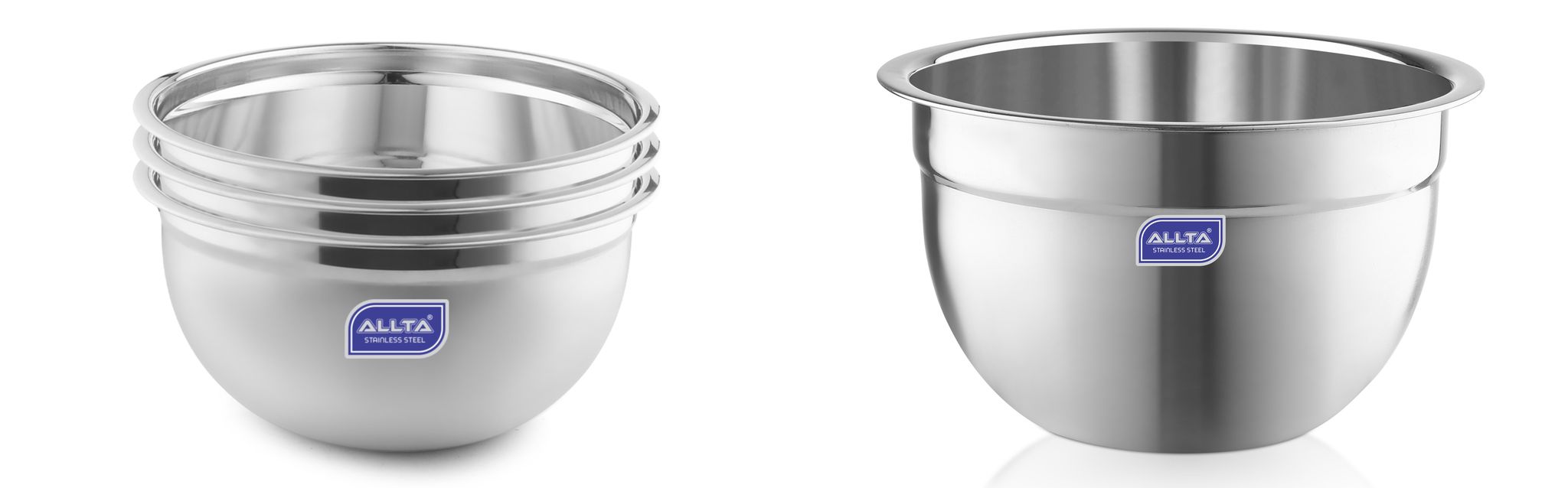 ALLTA Export Quality Heavy Gauge Stainless Steel German Bowl - 14cm, 16cm, 18cm, 22cm|Set of 4 Pcs - 750ml, 100ml, 1750ml, 3000ml| Salad Bowl | Mixing Bowl | Extra Deep