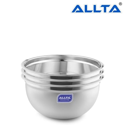 ALLTA Export Quality Heavy Gauge  Stainless Steel German Bowl  26cm (Set of 3 Pcs)| 4500 ML Each| Salad Bowl | Mixing Bowl | Extra Deep