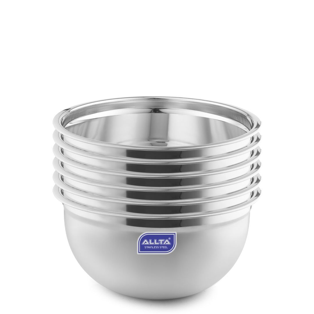 ALLTA Export Quality Heavy Gauge Stainless Steel German Bowl - 18cm|1500ML Each| Set of 6Pcs| Salad Bowl | Mixing Bowl | Extra Deep