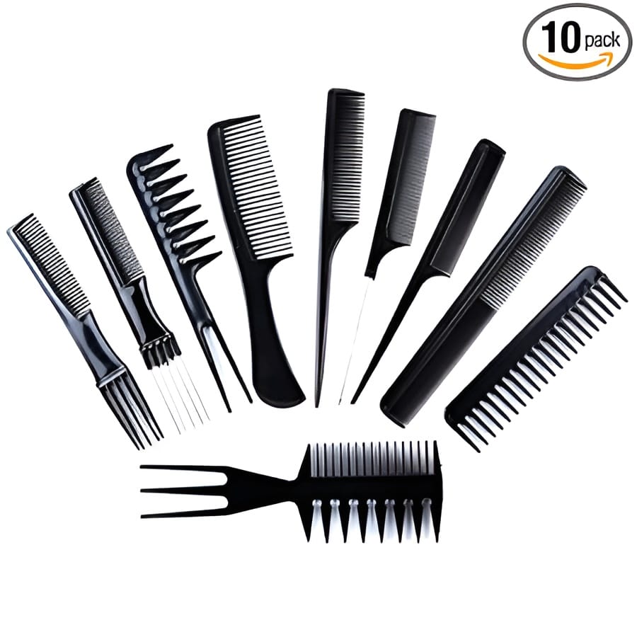  10 Pack Professional Hairdressing Combs Set, Anti-Static Hair Comb for Salon Hair Styling, Hair Coloring, Teasing, Cutting, Foiling, Highlighting, Detangling, Backcombing