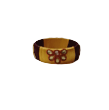 Silk Thread Bangle Set for Women - Yellow and Maroon