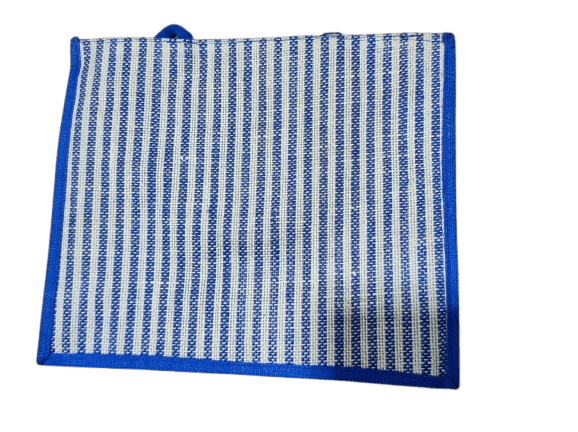  Blue and White Striped Tote Bag with Inner Zippered Pocket