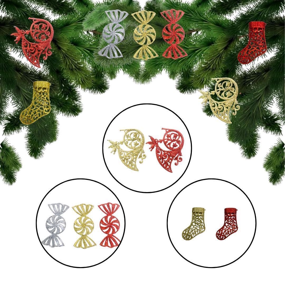 Wanna Party Christmas Stockings, Candy and Trumpet Tree Decoration Kit - Set of 6 PC