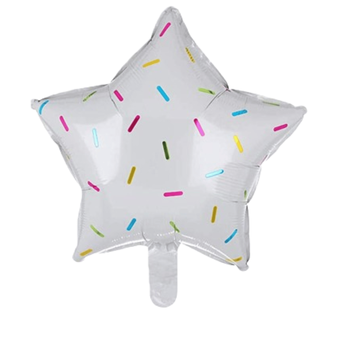 Wanna Party White Star Shaped Balloon with Multicolor Sprinklers 18"