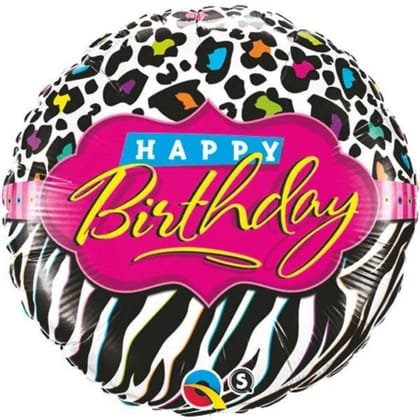 Wanna Party Pink &amp; White Zebra Print Birthday Balloon 18"