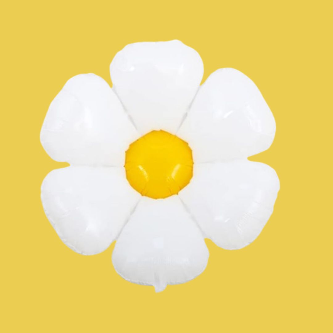 Wanna Party Super Shape White Daisy Flower Shaped Balloon 42"