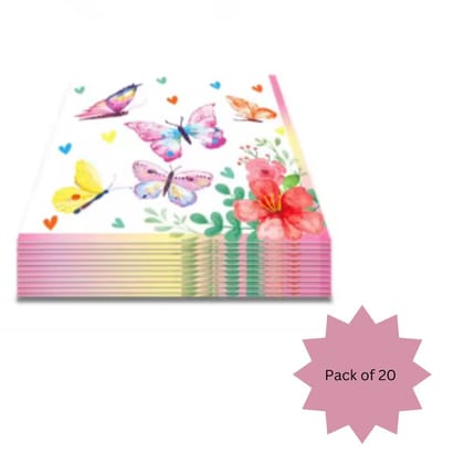 Wanna Party Butterfly Theme Paper Napkins -Pack of 20