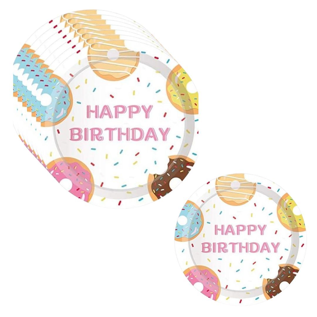 Wanna Party Happy Birthday Donut Paper Plates 9"-Pack of 8