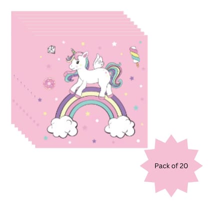 Wanna Party Unicorn Theme Paper Napkins - 20PC