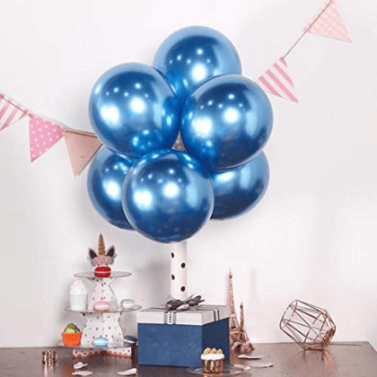 Wanna Party 9" Chrome Blue Balloons - 50PC