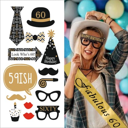 Wanna Party 60th Combo Pack Sash and Props