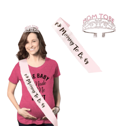 Wanna Party Baby Shower Decoration Items Mom to Be Sash and Tiara 2pcs For Maternity