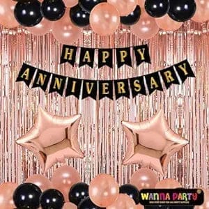 Wanna Party Happy Anniversary Decoration Items - 34Pcs Combo Pack including Happy Anniversary Banner