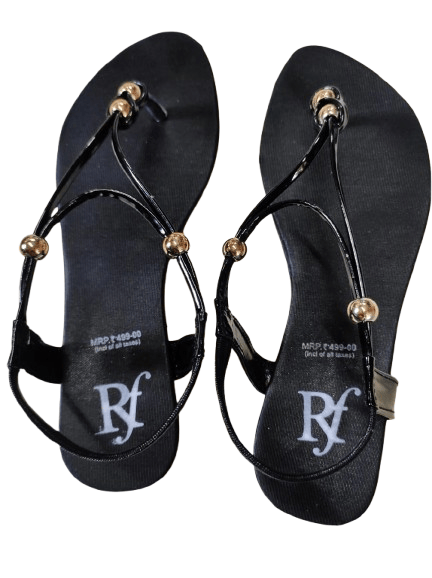 Black Beaded Strap Sandals