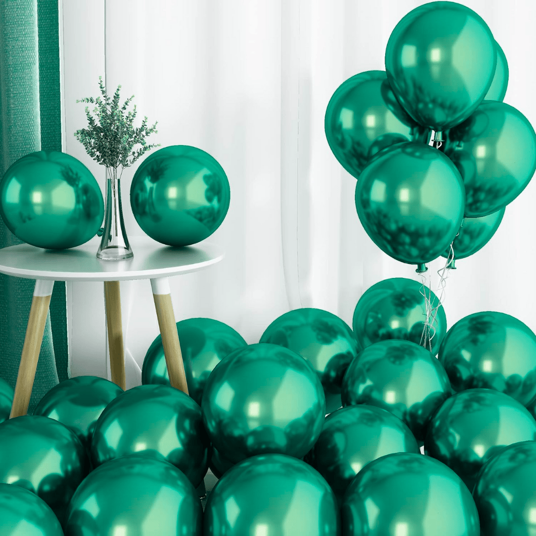 Wanna Party Chrome Green Balloons 12 inches - Pack of 10