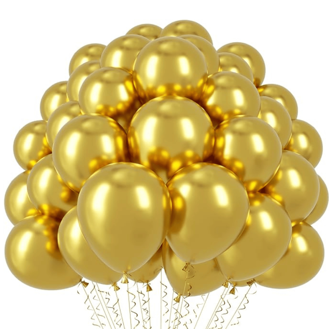 Wanna Party Chrome Golden Balloons 12 inches - Pack of 10