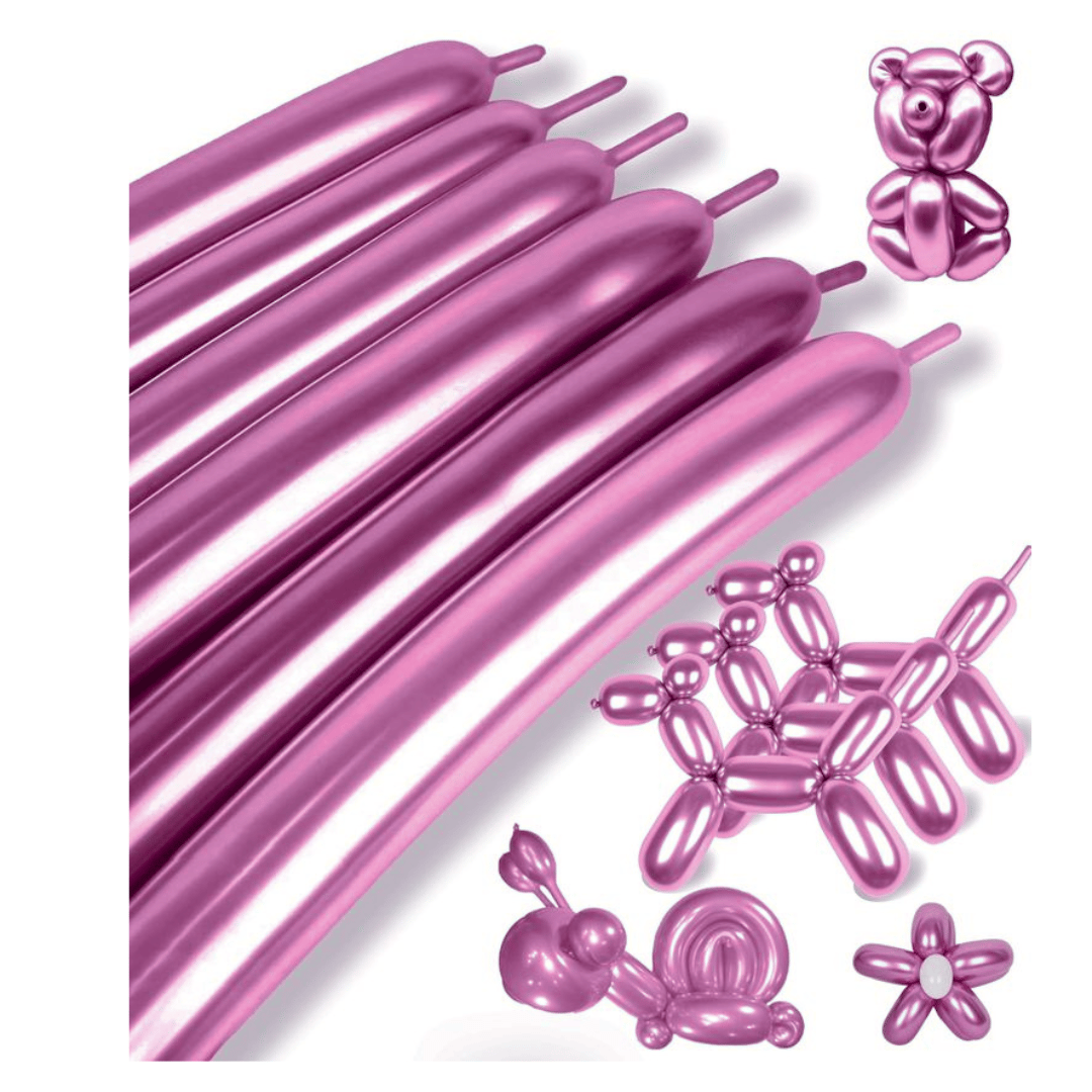 Wanna Party Chrome Rose Pink Metallic Twsity Balloons - 10 PC